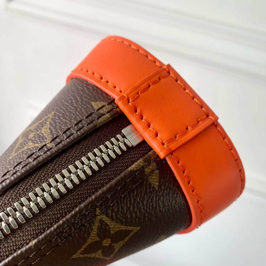 ALMA NANO 18 TOILE MONOGRAMME CUIR DE VEAU ORANGE 