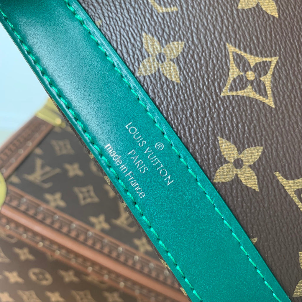 ALMA NANO 18 TOILE MONOGRAMME CUIR DE VEAU VERT FONCÉ 