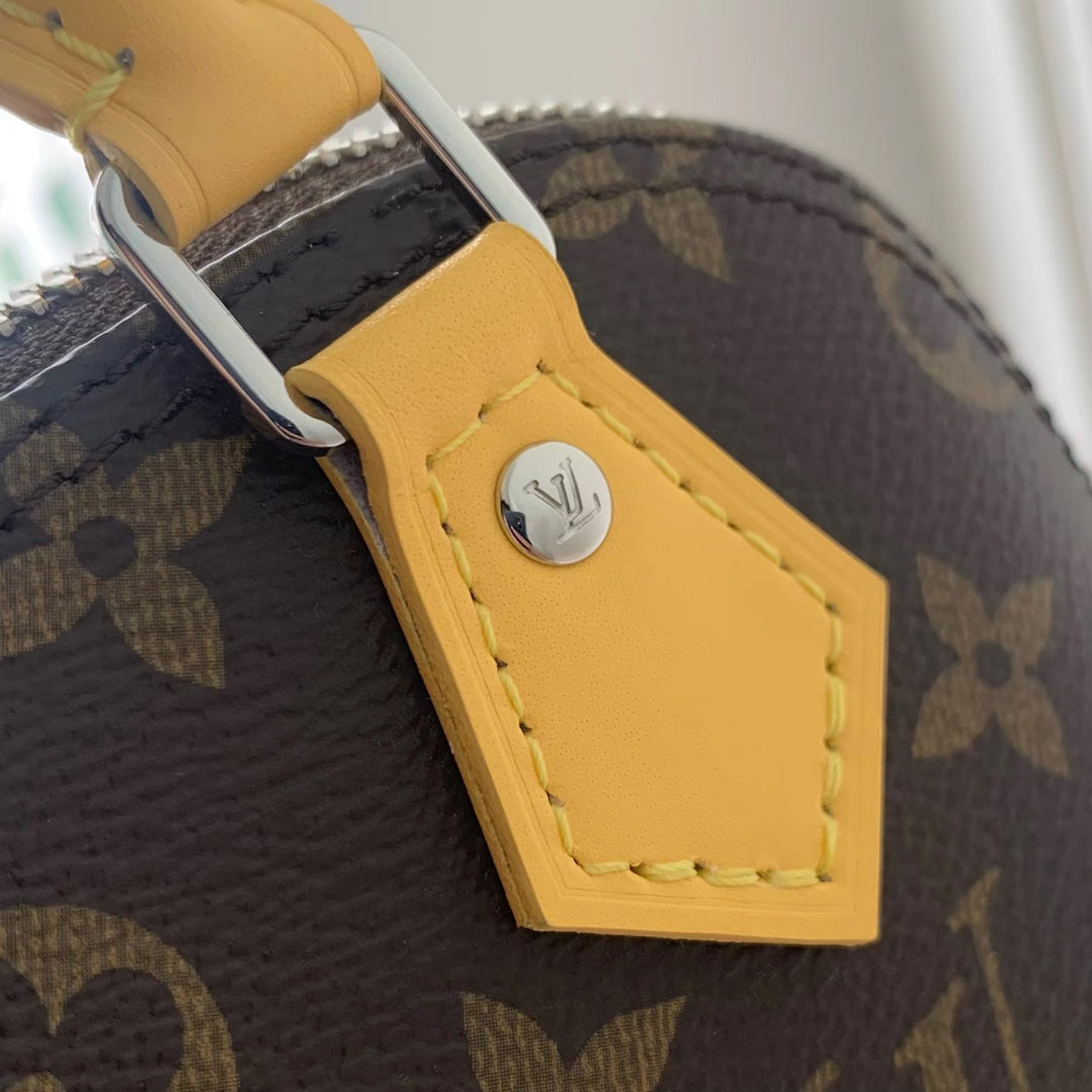 ALMA NANO 18 TOILE MONOGRAMME CUIR DE VEAU JAUNE 