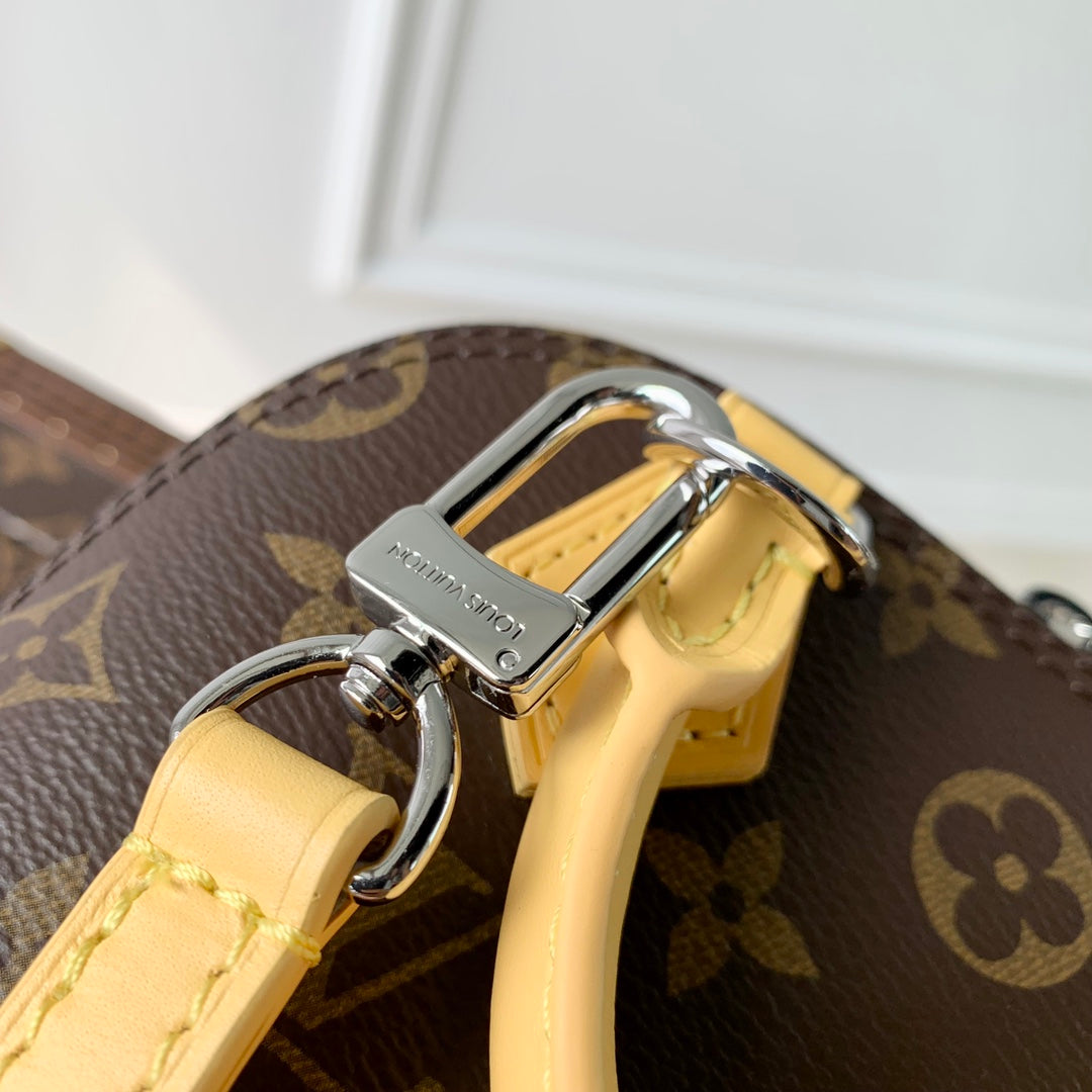 ALMA NANO 18 TOILE MONOGRAMME CUIR DE VEAU JAUNE 