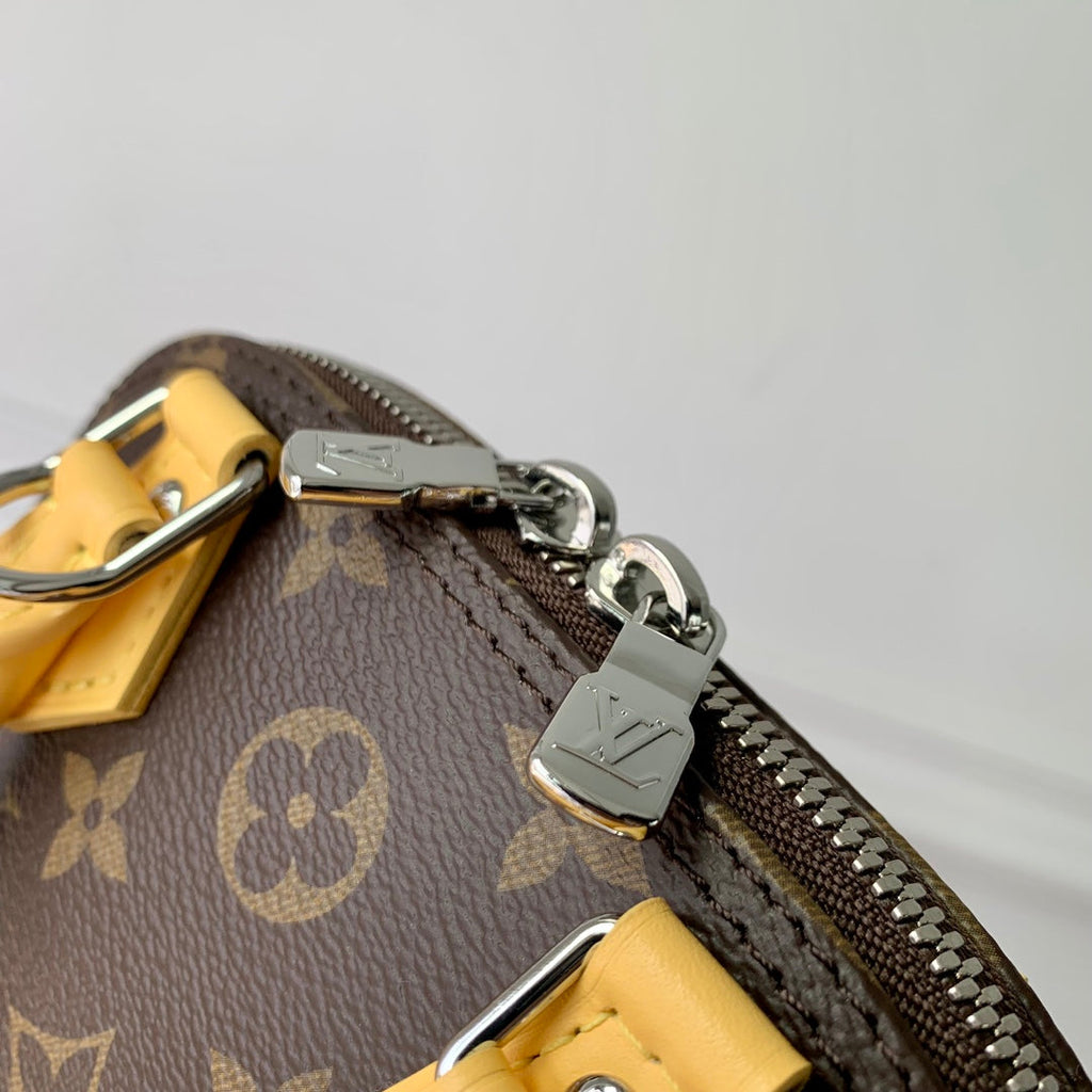 ALMA NANO 18 TOILE MONOGRAMME CUIR DE VEAU JAUNE 
