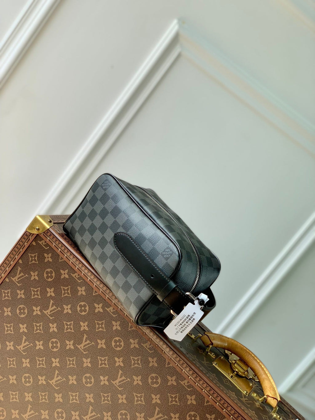 LOCKER DOPP KIT 23 EN TOILE DAMIER GRAPHITE GRIS NOIR