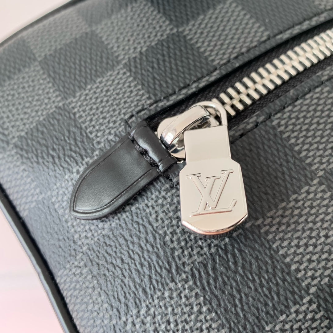 LOCKER DOPP KIT 23 EN TOILE DAMIER GRAPHITE GRIS NOIR