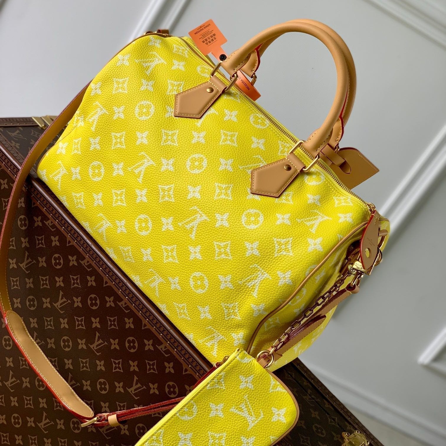 SPEEDY P9 BANDOULIÈRE 40CM CUIR DE VEAU JAUNE