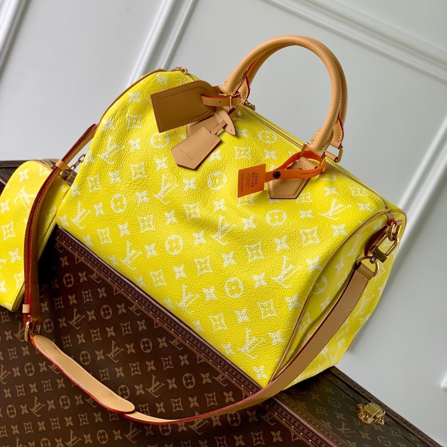 SPEEDY P9 BANDOULIÈRE 40CM CUIR DE VEAU JAUNE
