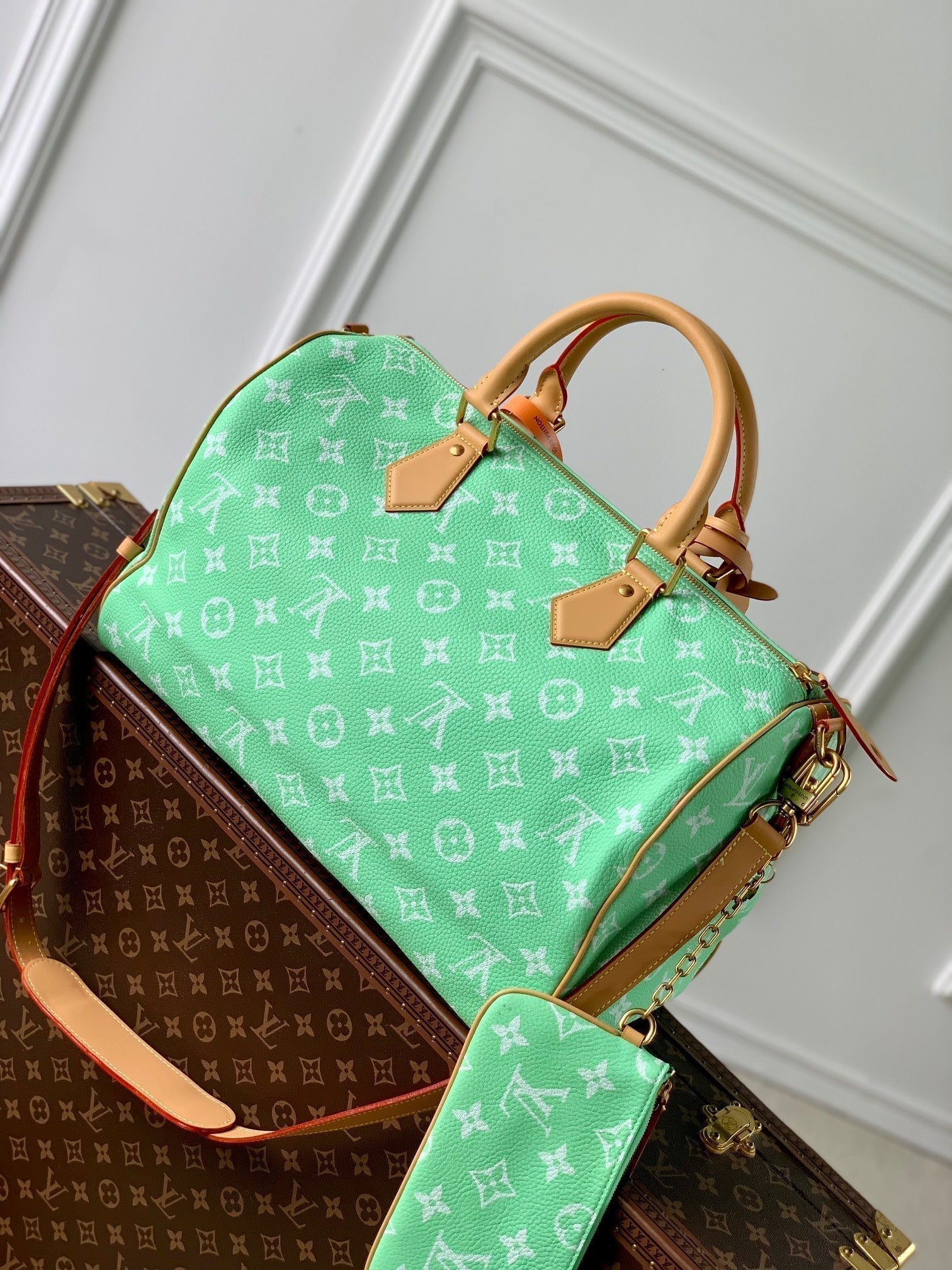SPEEDY P9 BANDOULIÈRE 40CM CUIR DE VEAU VERT
