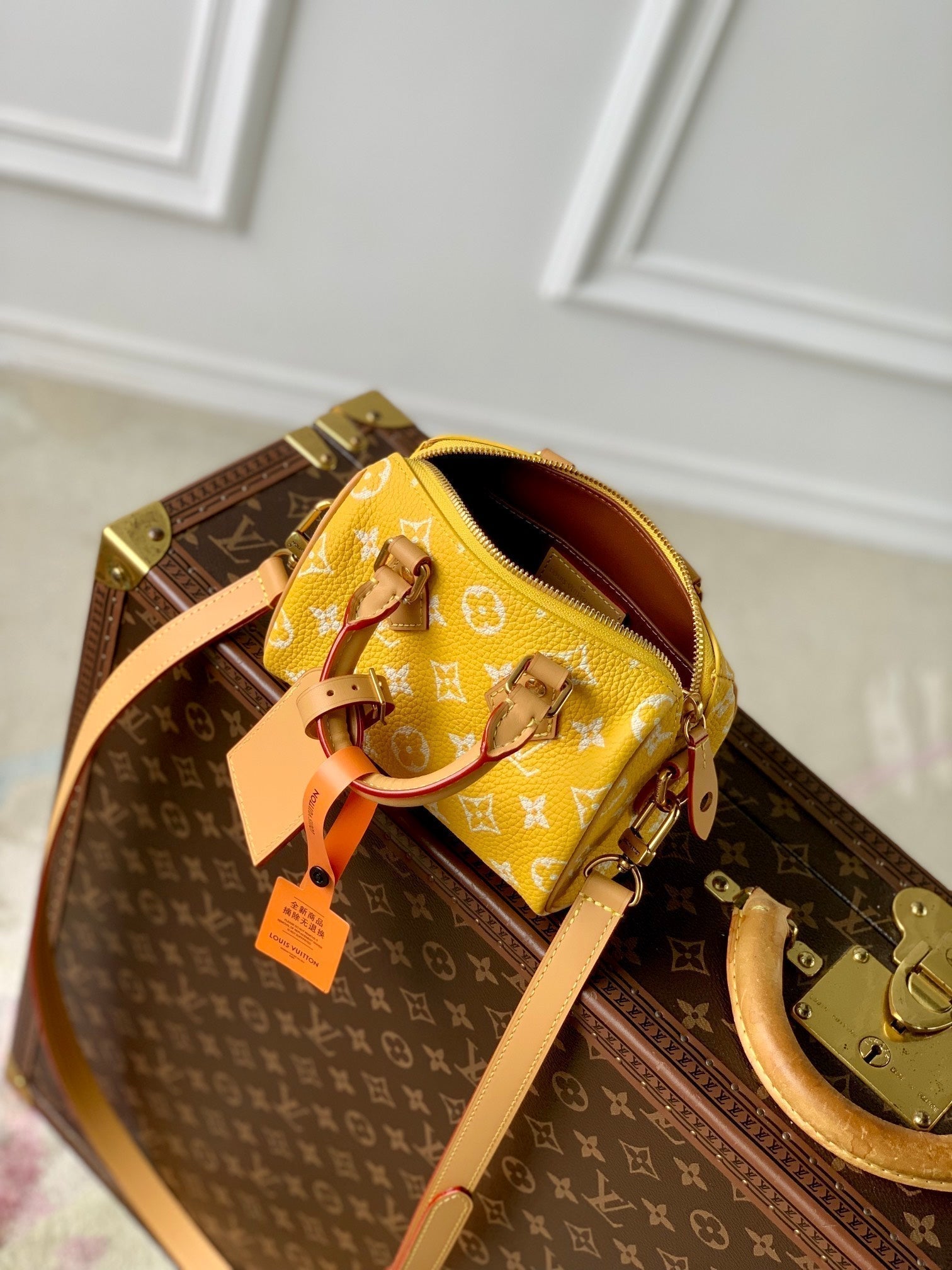 SPEEDY P9 BANDOULIÈRE 18CM CUIR DE VEAU JAUNE