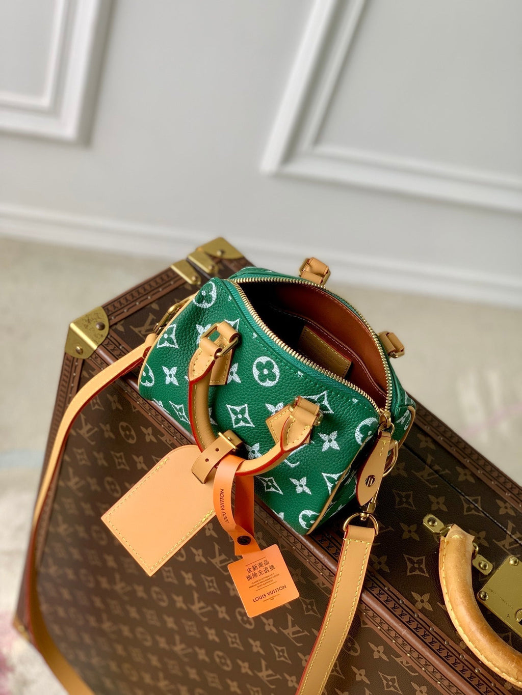 SPEEDY P9 BANDOULIÈRE 18CM CUIR DE VEAU VERT