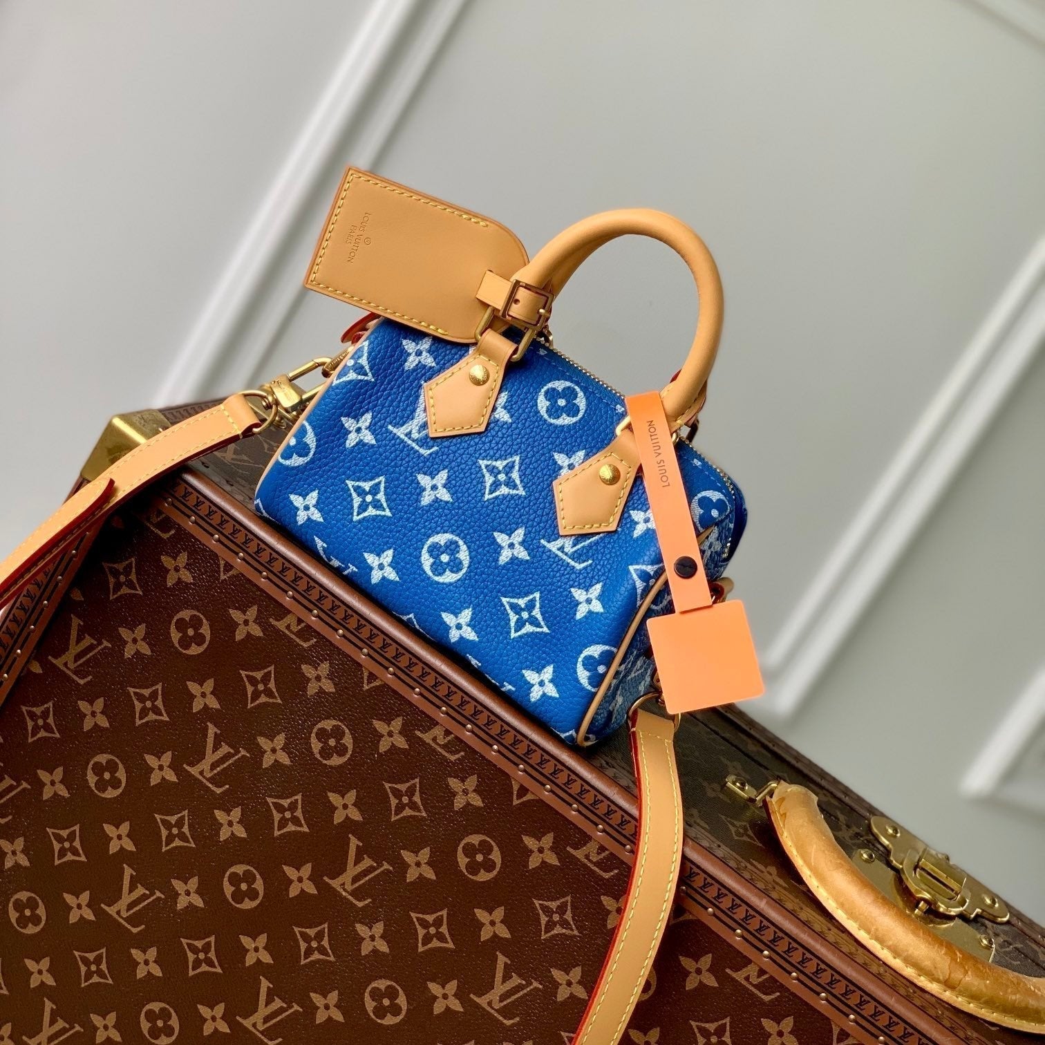 SPEEDY P9 BANDOULIÈRE 18CM CUIR DE VEAU BLEU