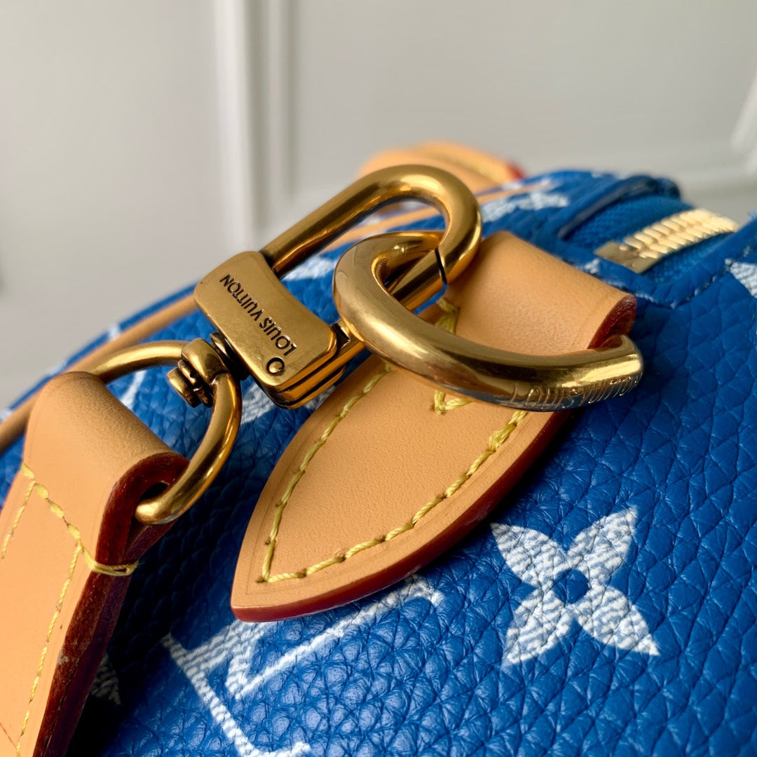 SPEEDY P9 BANDOULIÈRE 18CM CUIR DE VEAU BLEU