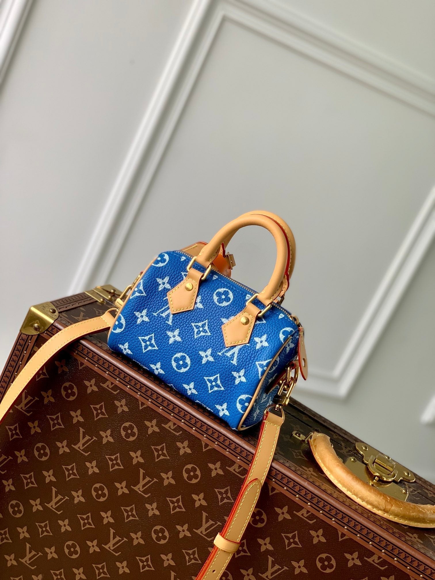 SPEEDY P9 BANDOULIÈRE 18CM CUIR DE VEAU BLEU