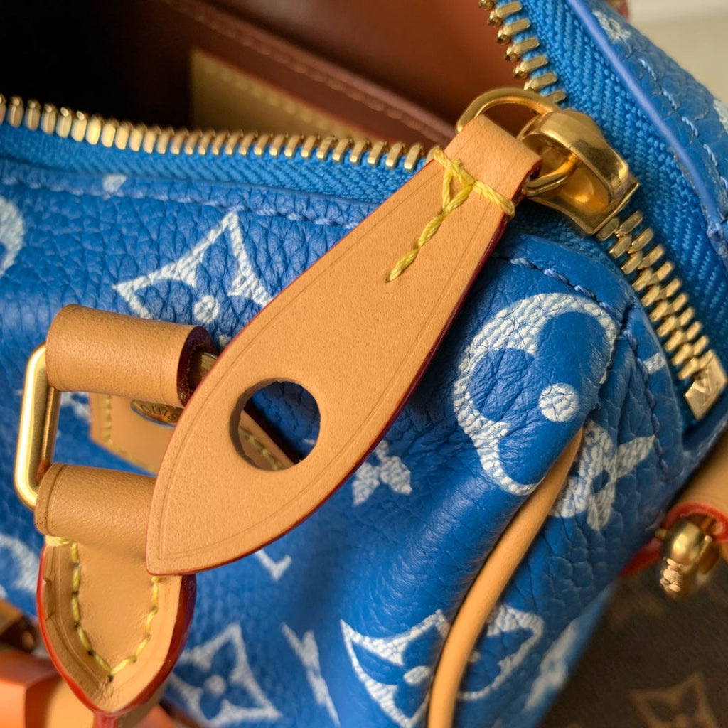 SPEEDY P9 BANDOULIÈRE 18CM CUIR DE VEAU BLEU