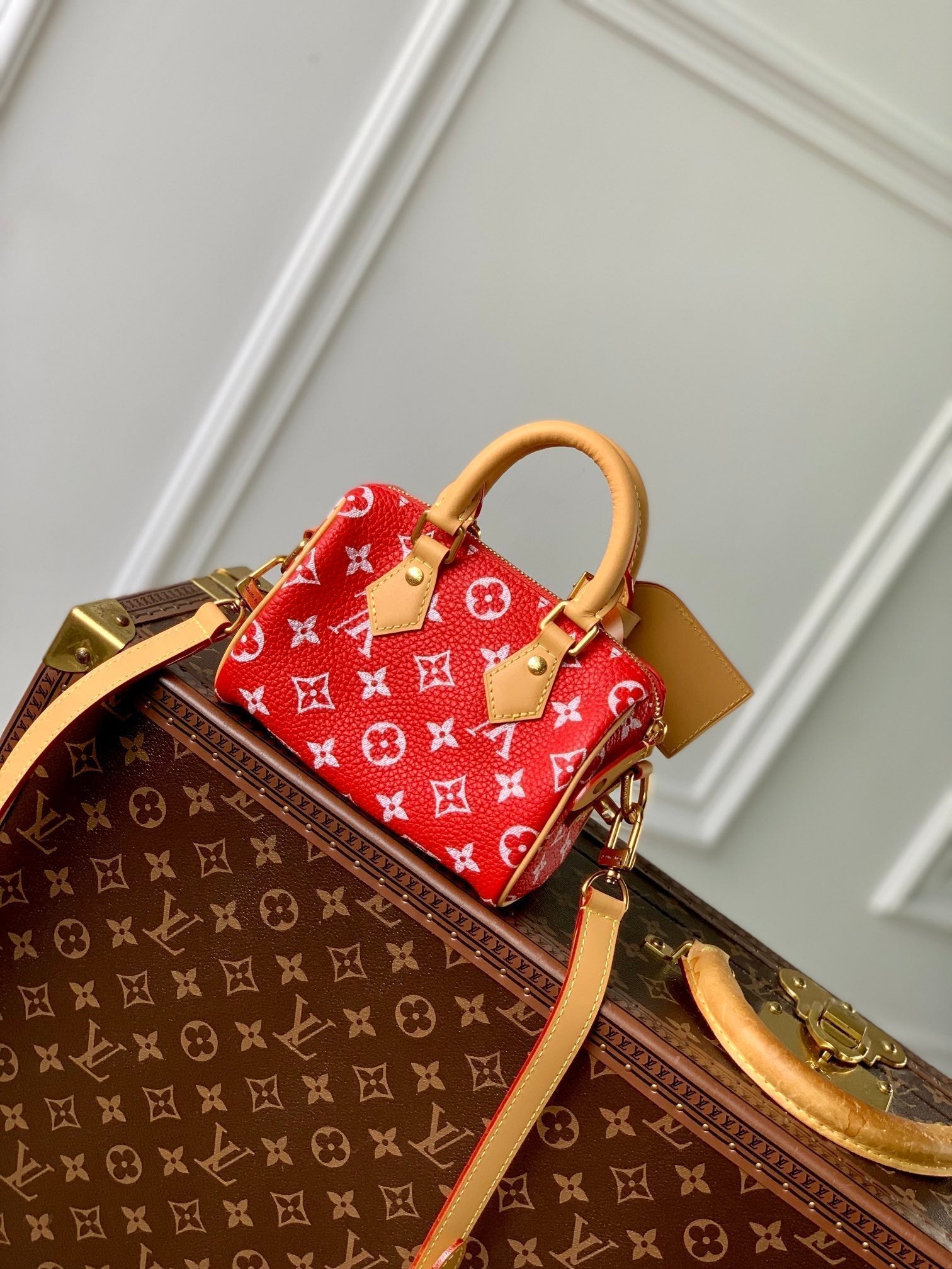 SPEEDY P9 BANDOULIÈRE 18CM CUIR DE VEAU ROUGE