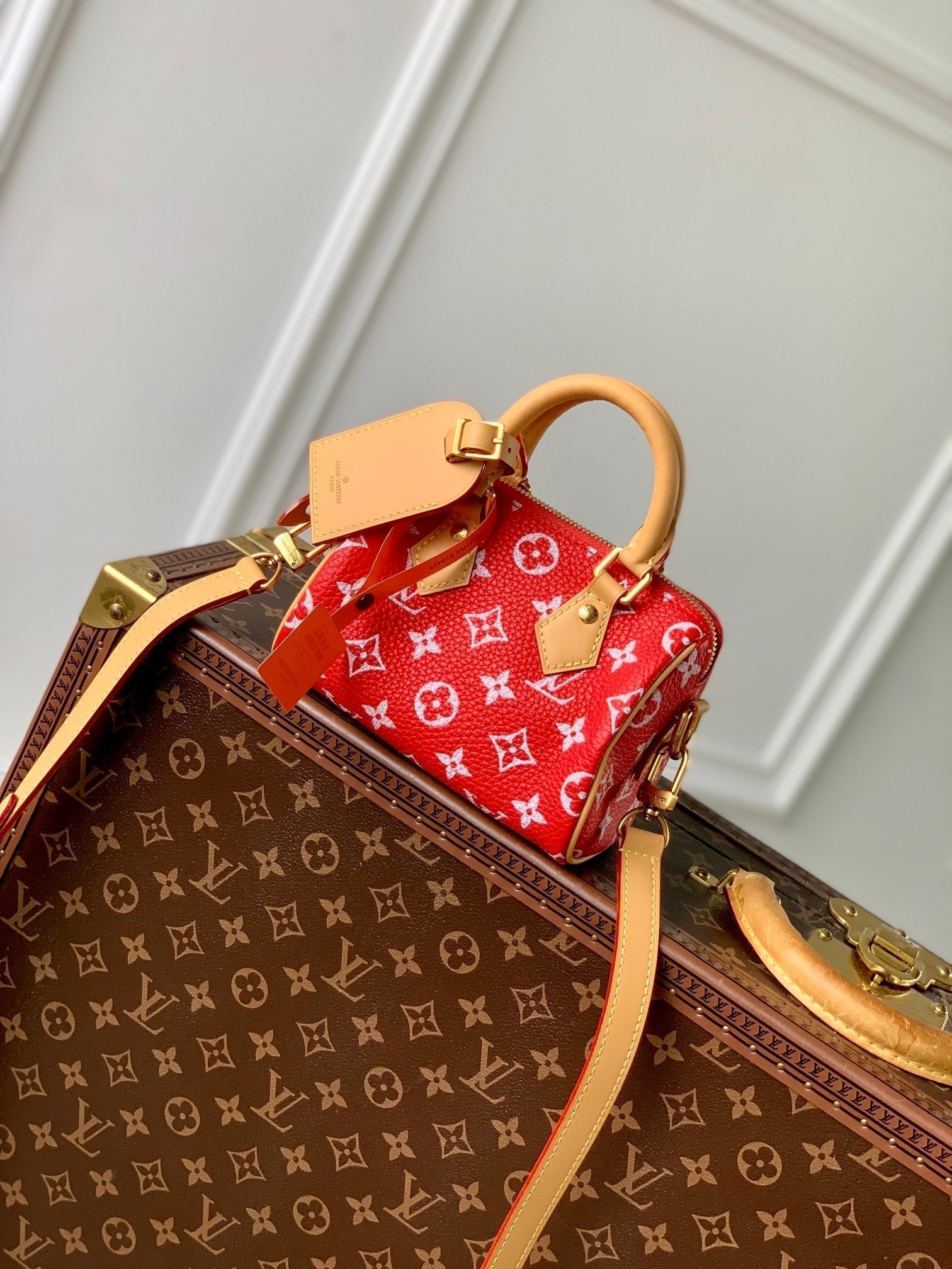 SPEEDY P9 BANDOULIÈRE 18CM CUIR DE VEAU ROUGE