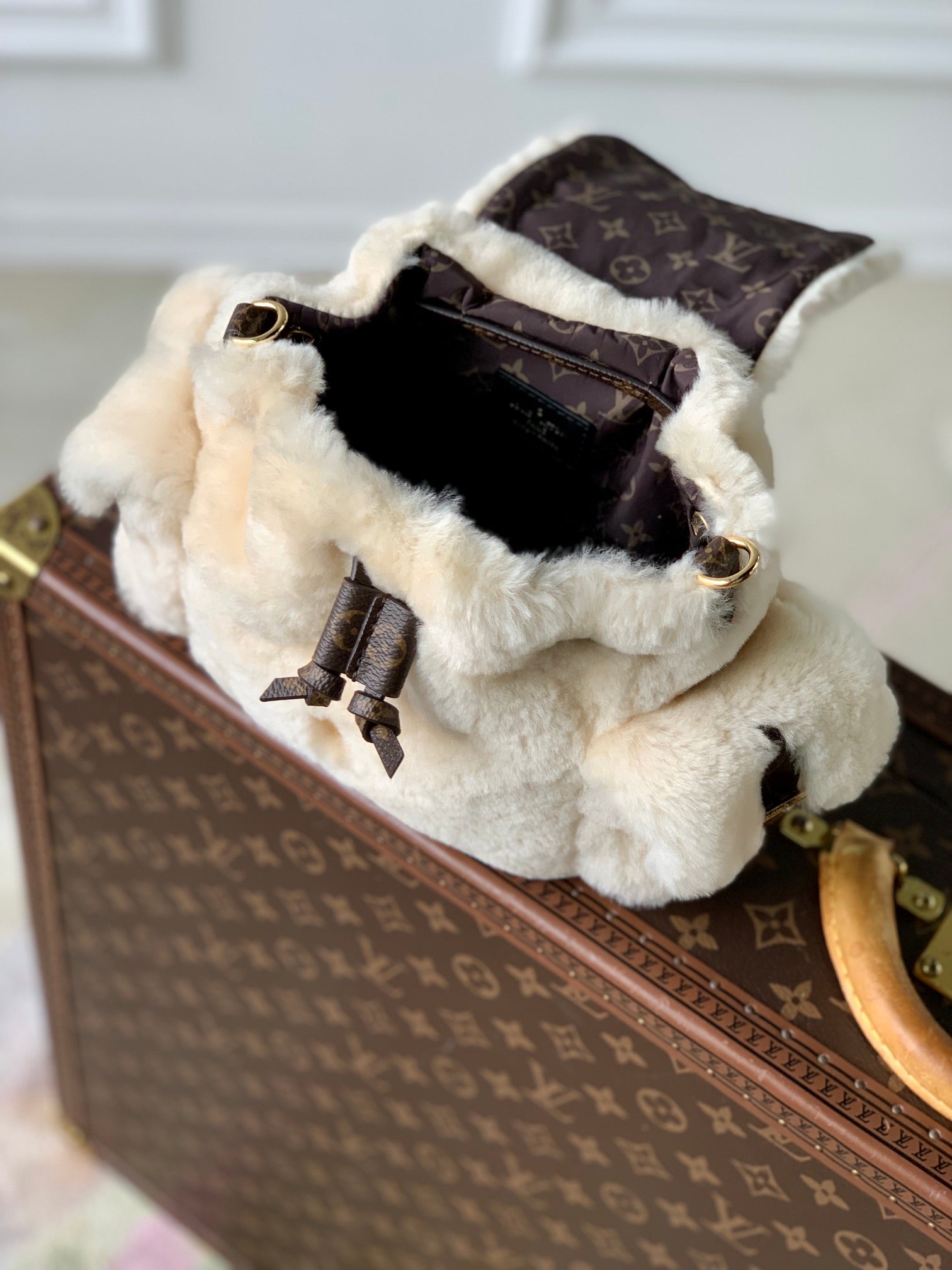 LV NANO TEDDY 25 LAINE MONOGRAMME MARRON