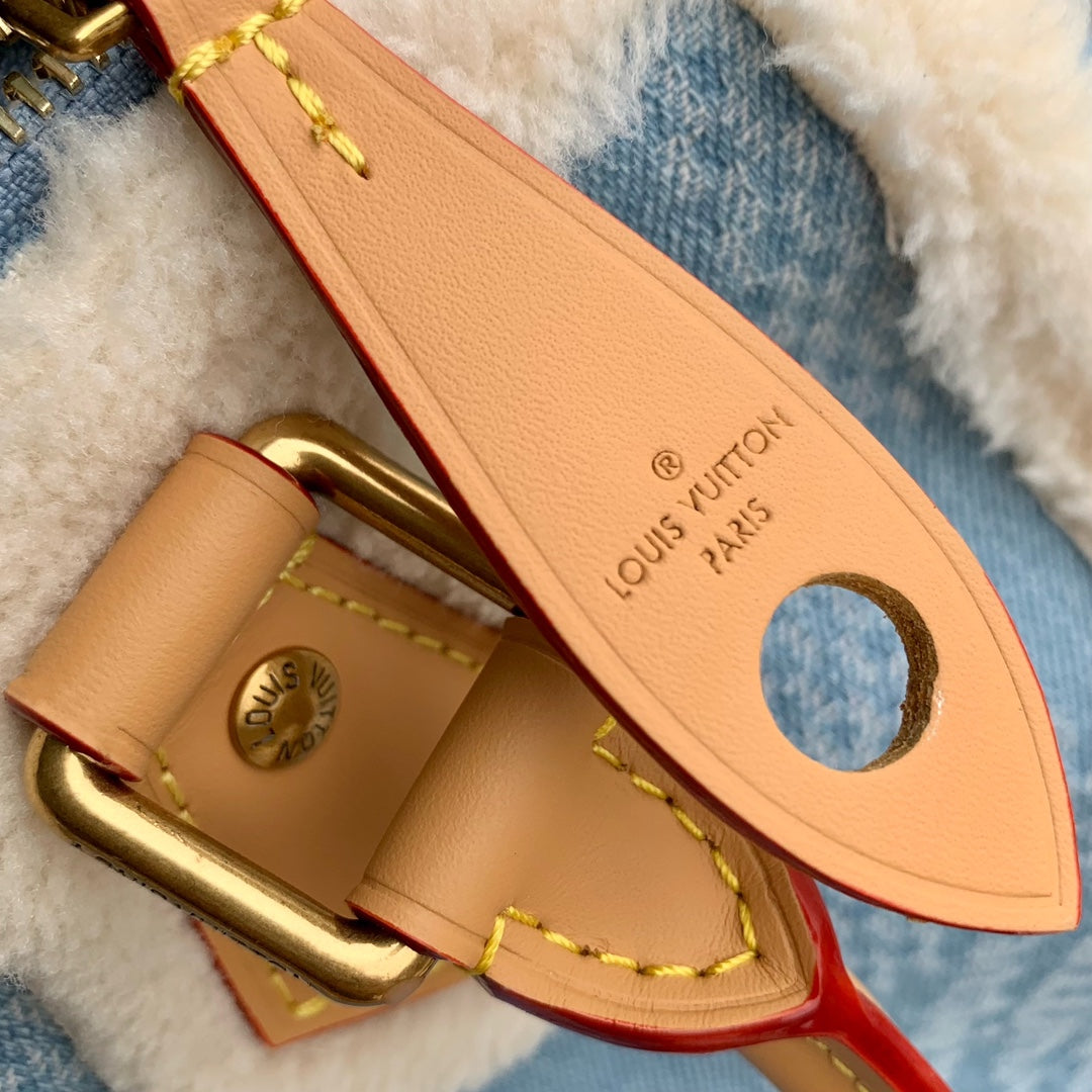 LV SPEEDY 25 BANDOULIÈRE CUIR BEIGE DENIM LAINE