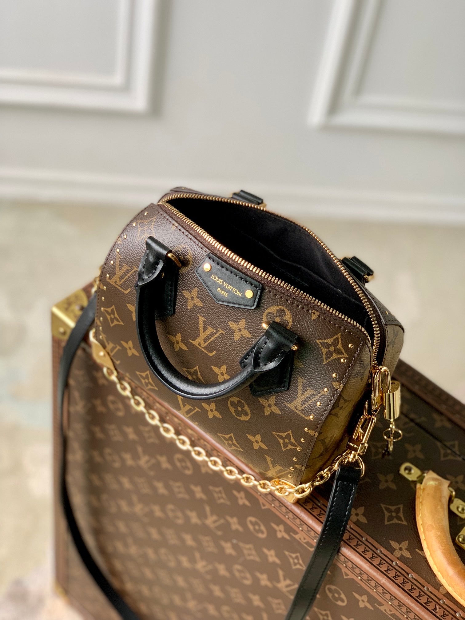 Malle Louis Vuitton Speedy 20 Monogramme Noir Marron