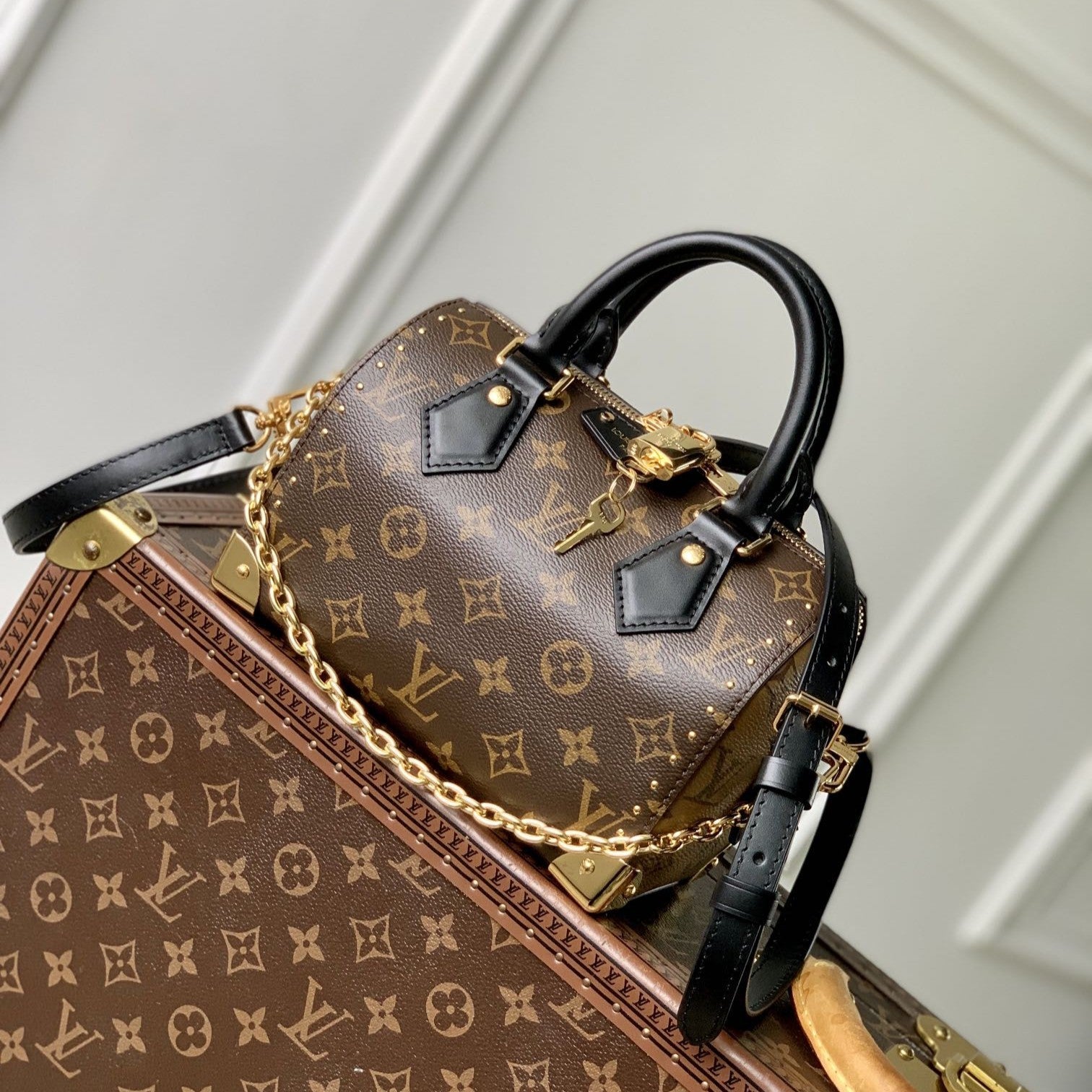 Malle Louis Vuitton Speedy 20 Monogramme Noir Marron