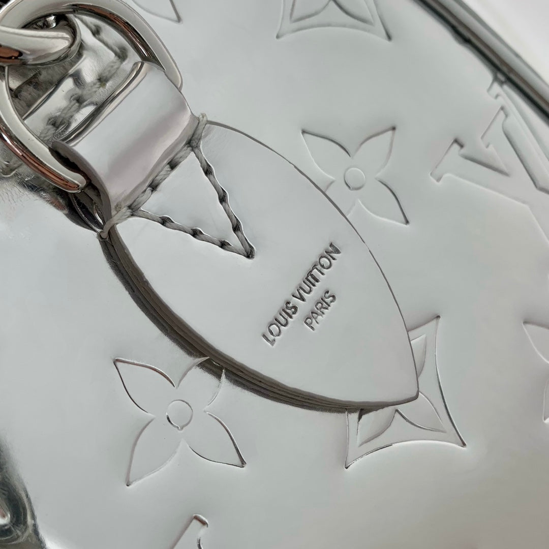 SPEEDY BANDOULIÈRE 20 EN CUIR DE VEAU ESTAMPÉ MONOGRAMME ARGENT