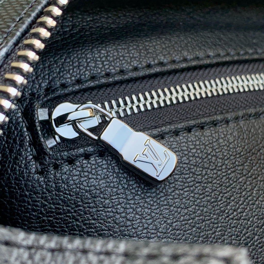 KIT DOPP 28 EN TOILE DAMIER GRAPHITE NOIR