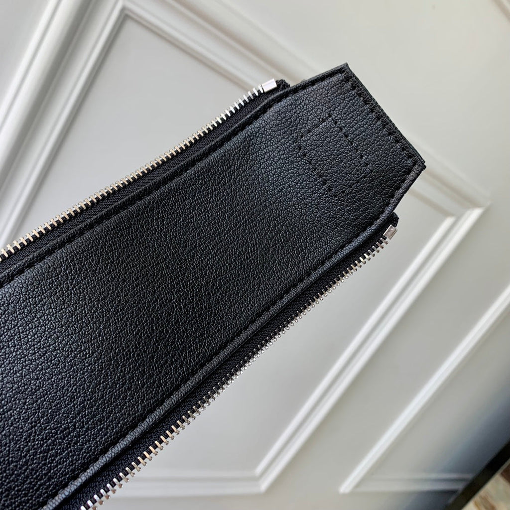 KIT DOPP 28 EN TOILE DAMIER GRAPHITE NOIR
