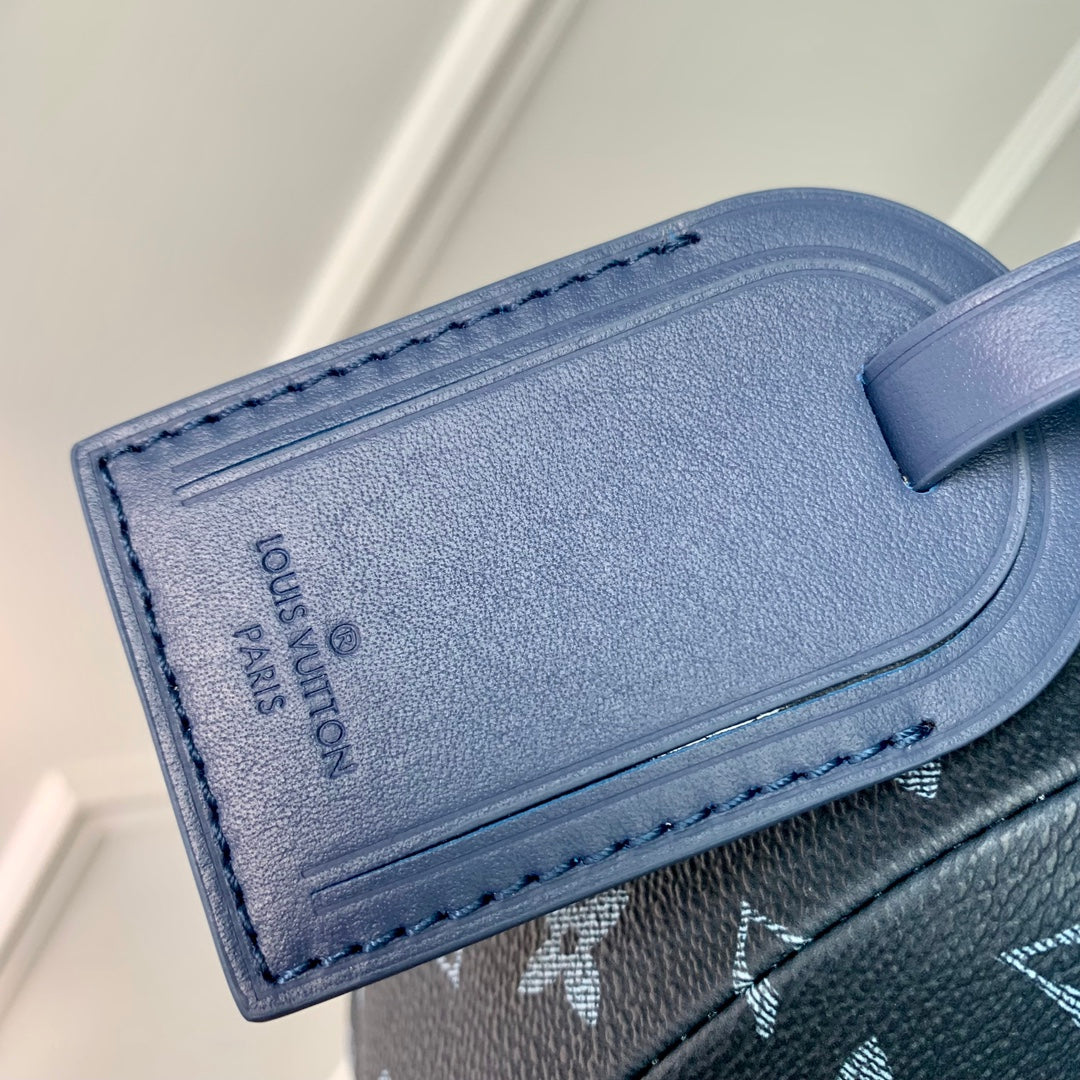 SAC HAMAC 28 EN TOILE DÉGRADÉE MONOGRAMME BLEU