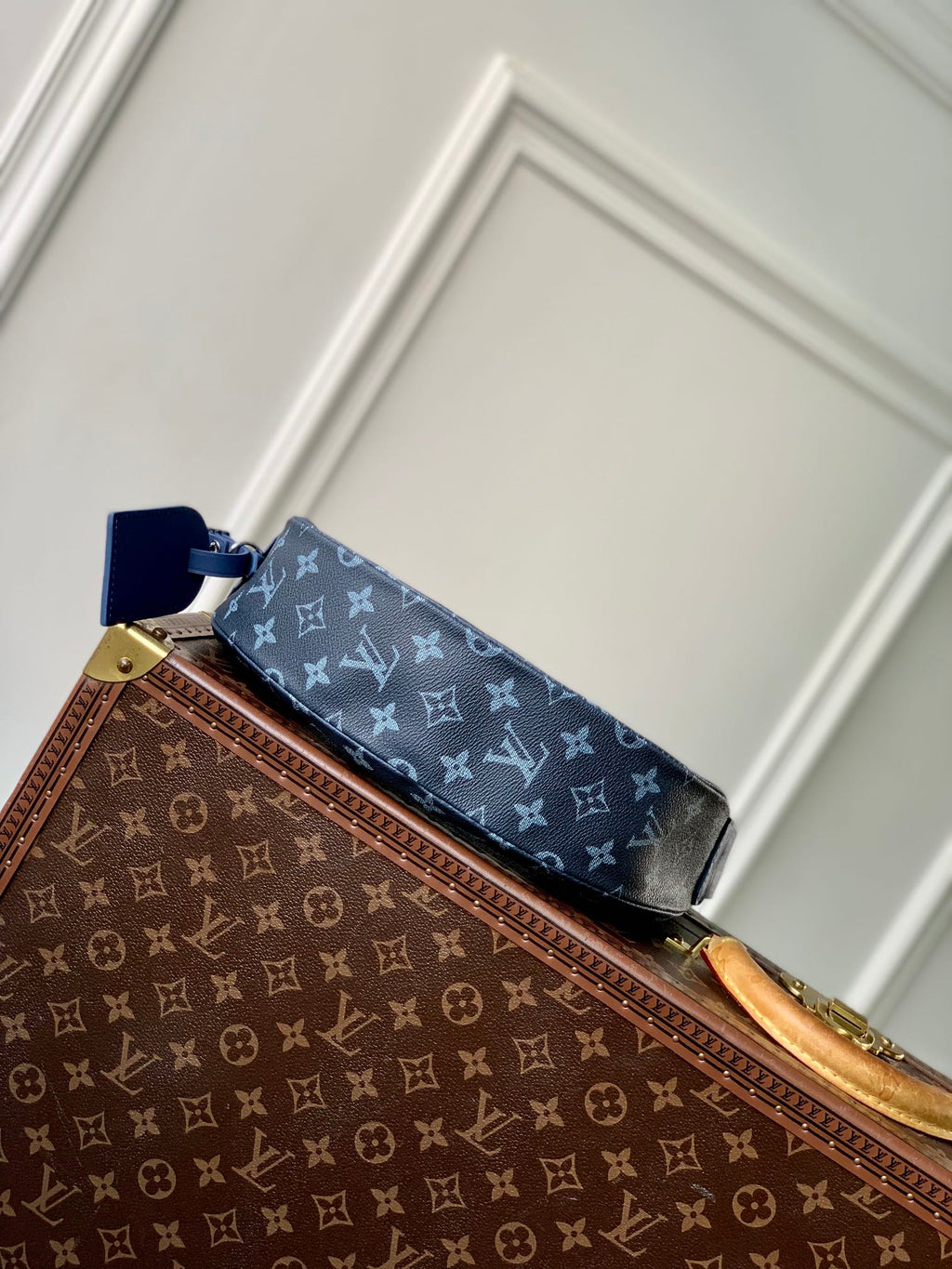 SAC HAMAC 28 EN TOILE DÉGRADÉE MONOGRAMME BLEU