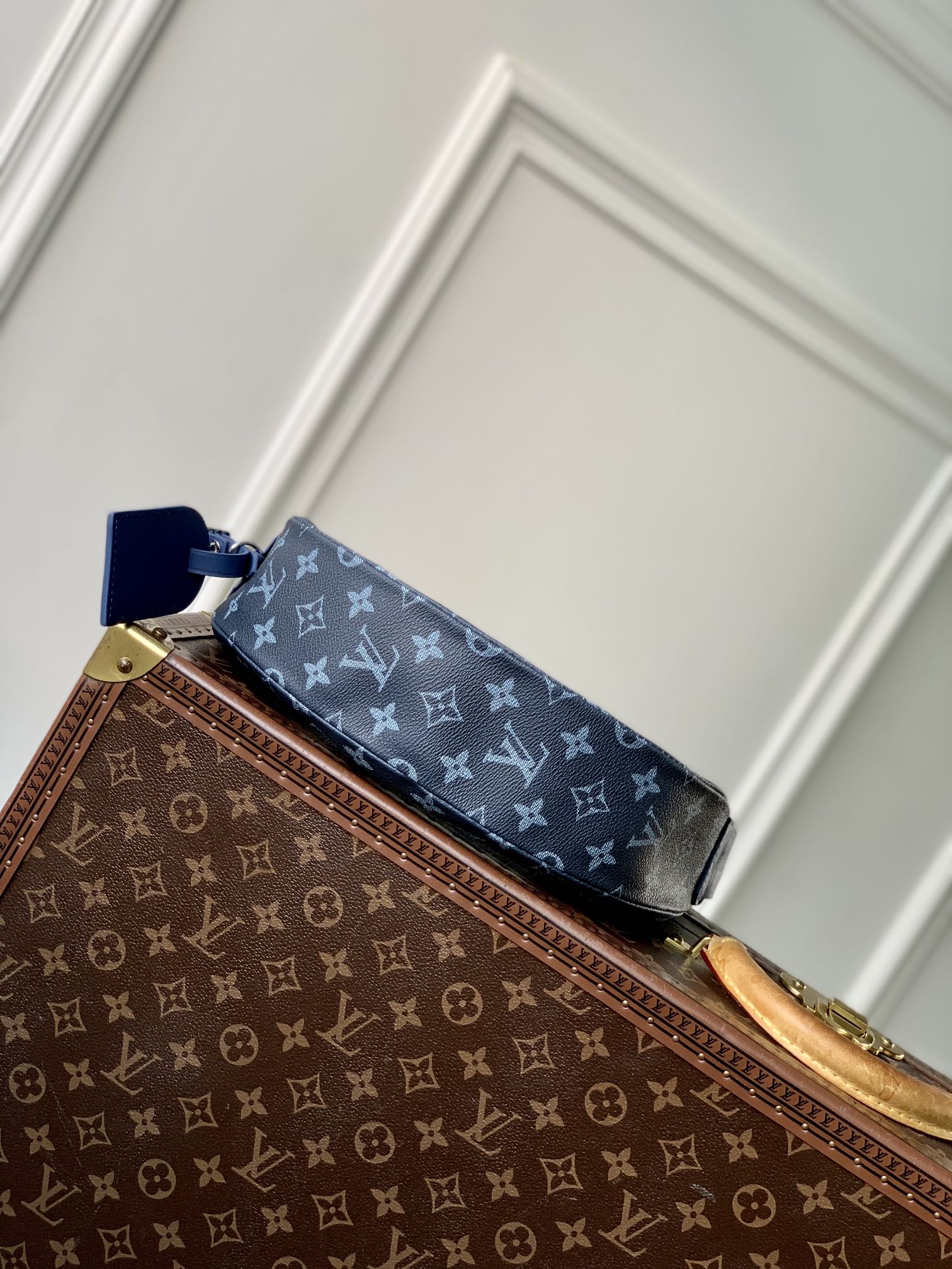 SAC HAMAC 28 EN TOILE DÉGRADÉE MONOGRAMME BLEU