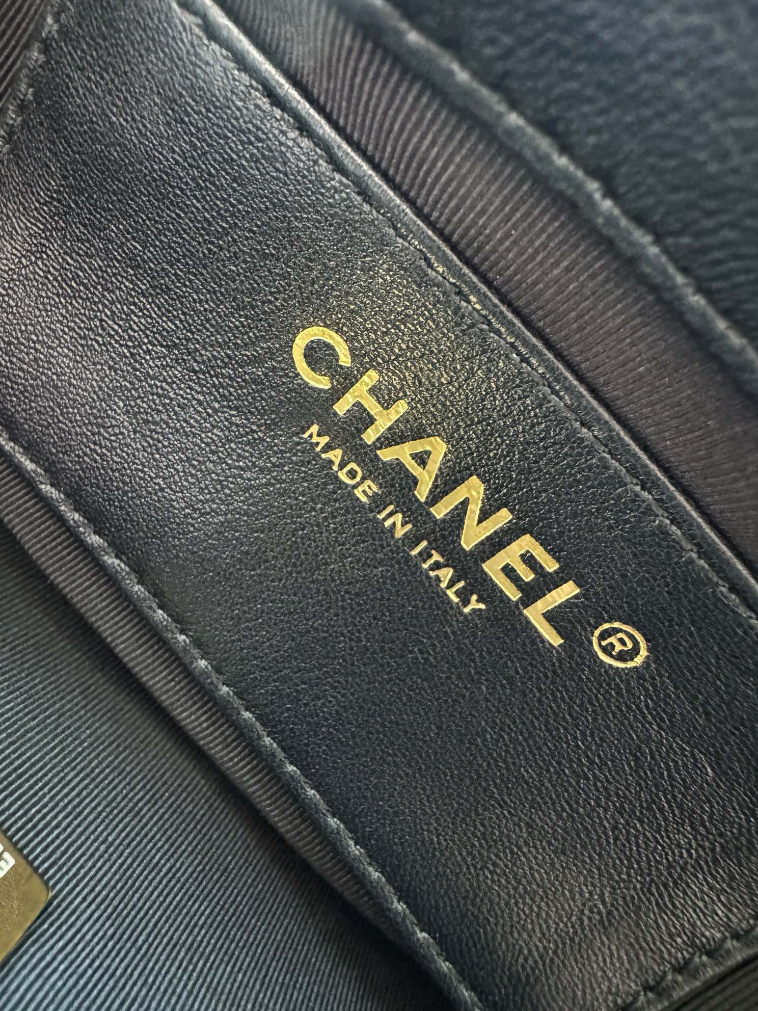 24C CC BAGUETTE BAG BLACK LAMBSKIN GOLD HARDWARE
