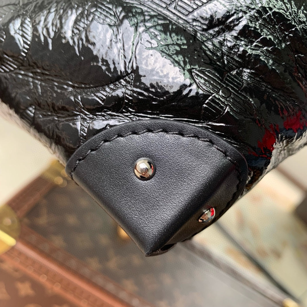 COFFRE NOÉ PM 23 EN COUSSIN NOIR QUINCAILLERIE ARGENTÉE