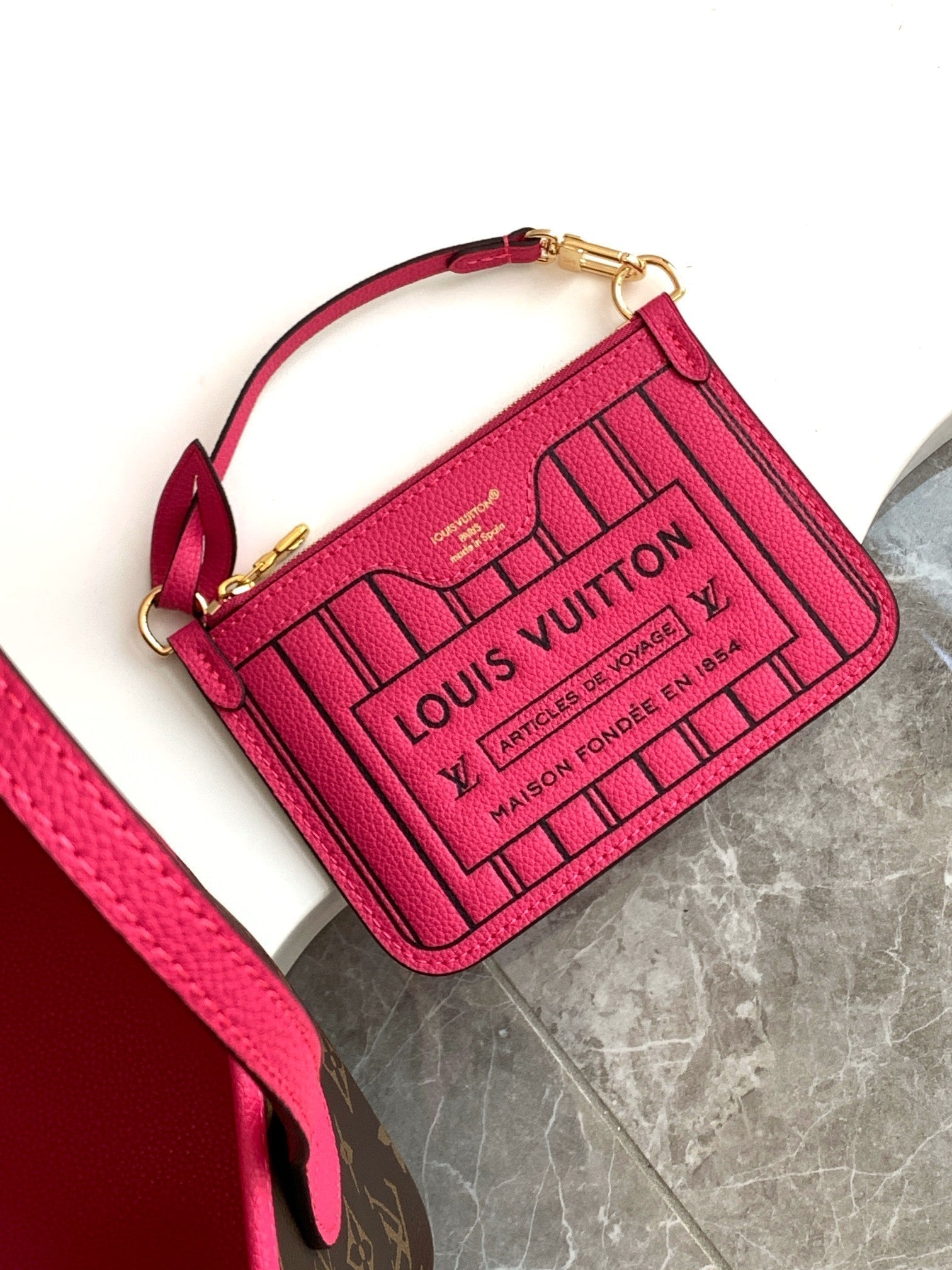 NEVERFULL 24 BANDOULIÈRE INSIDE OUT BB CUIR DE VEAU ROUGE 