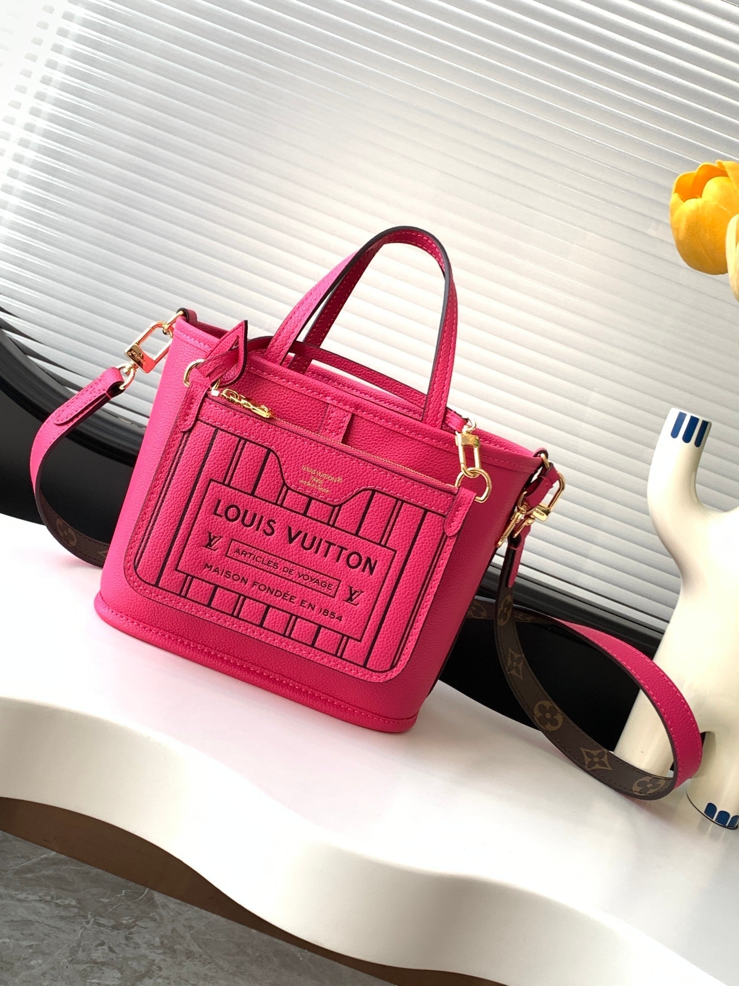 NEVERFULL 24 BANDOULIÈRE INSIDE OUT BB CUIR DE VEAU ROUGE 