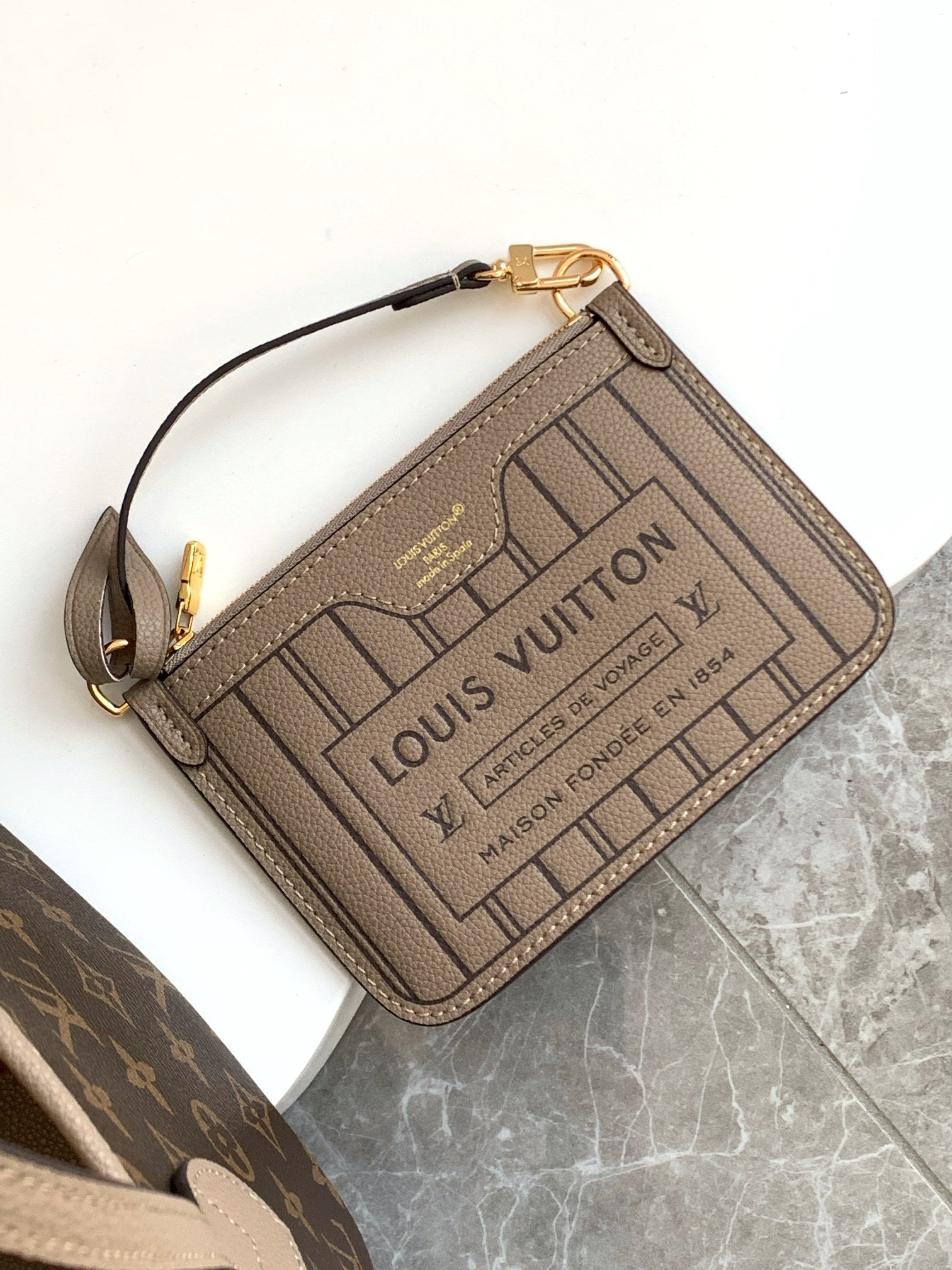 NEVERFULL 24 BANDOULIÈRE INSIDE OUT BB CUIR DE VEAU GRIS 