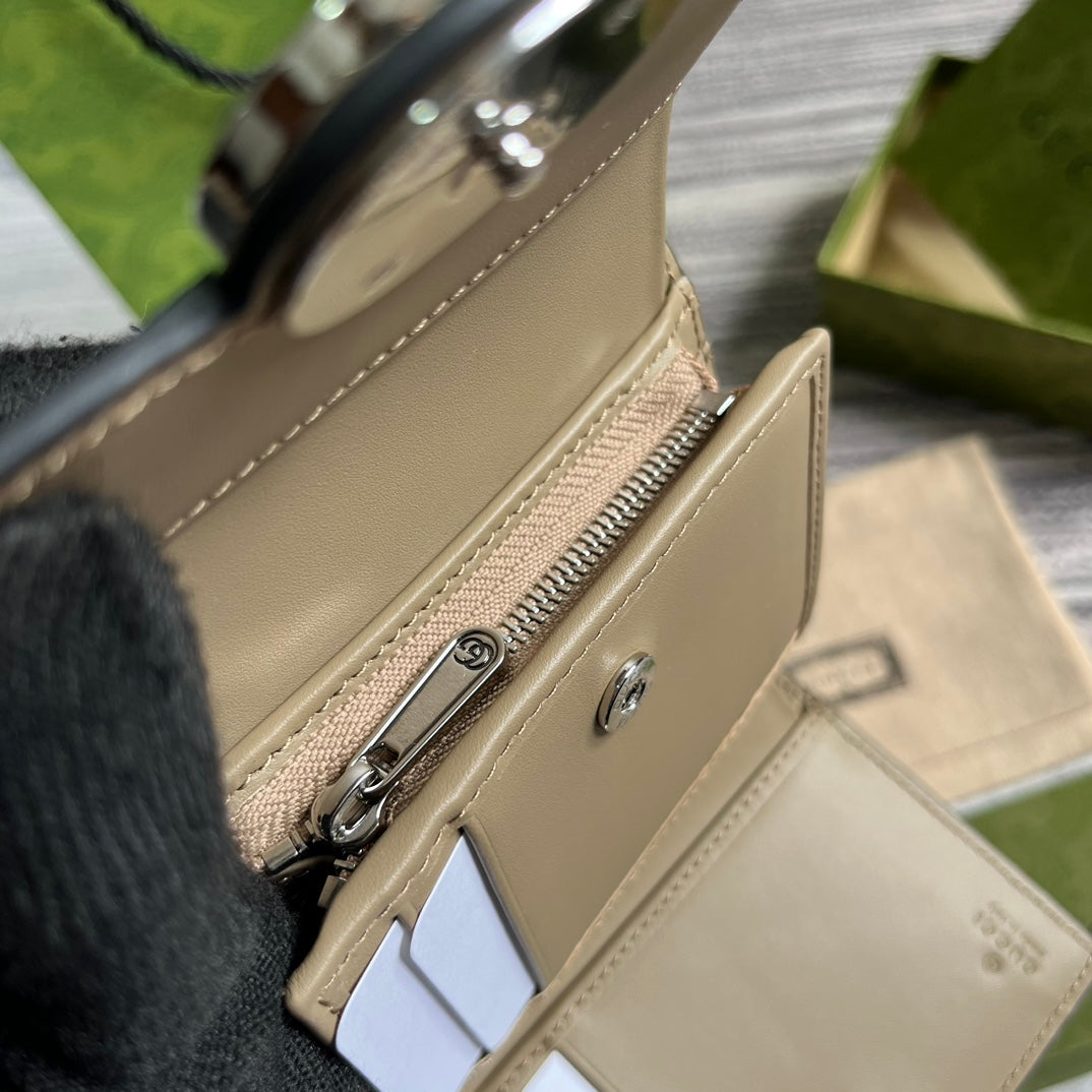 MINI PORTEFEUILLE 11 EN TOILE BEIGE MIXTE MARRON