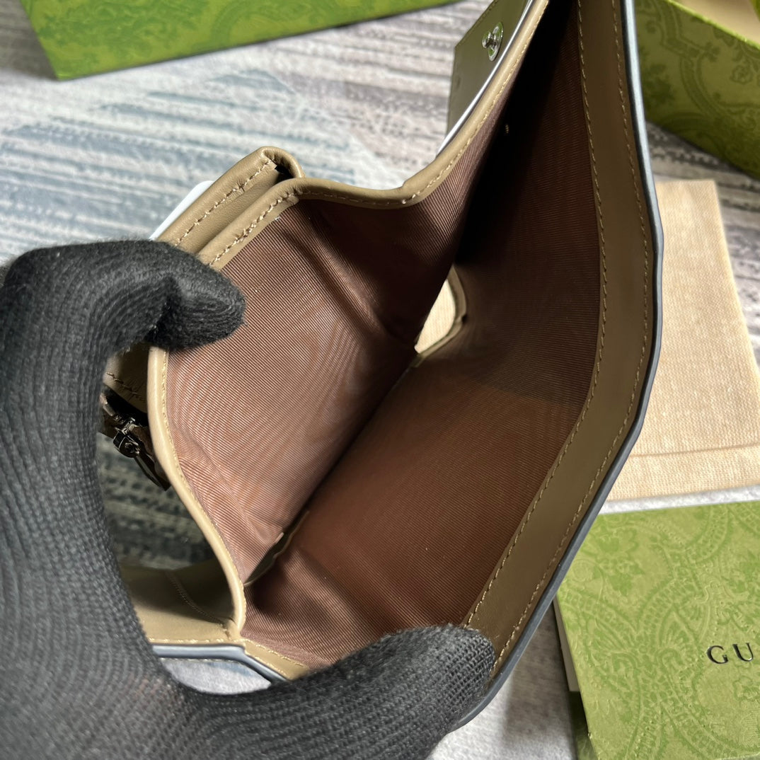 MINI PORTEFEUILLE 11 EN TOILE BEIGE MIXTE MARRON