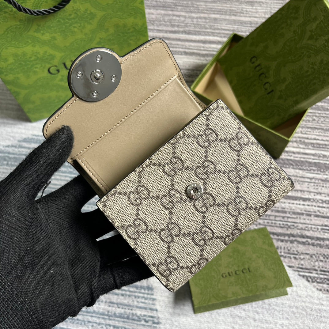 MINI PORTEFEUILLE 11 EN TOILE BEIGE MIXTE MARRON