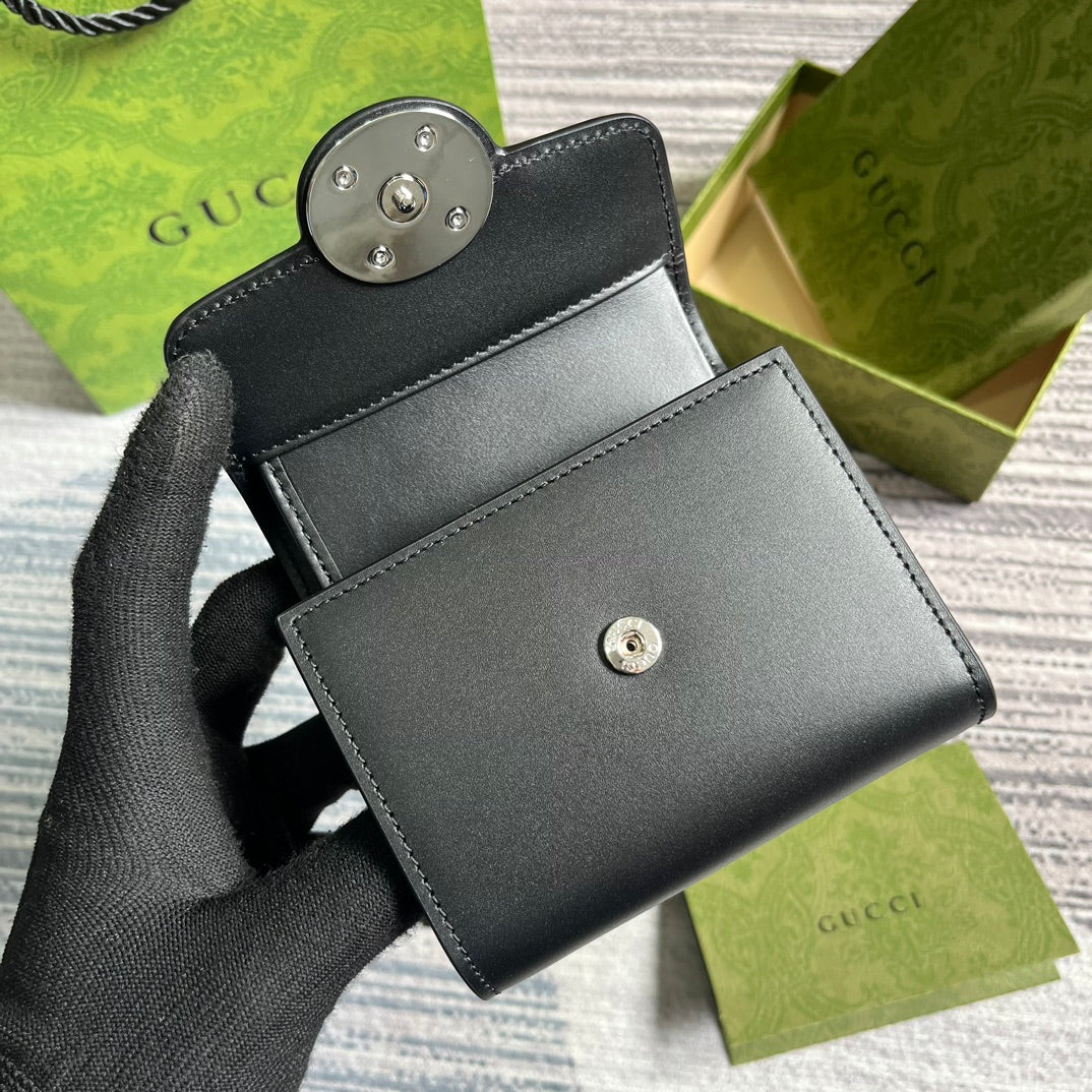 MINI PORTEFEUILLE 11 EN CUIR DE VEAU NOIR