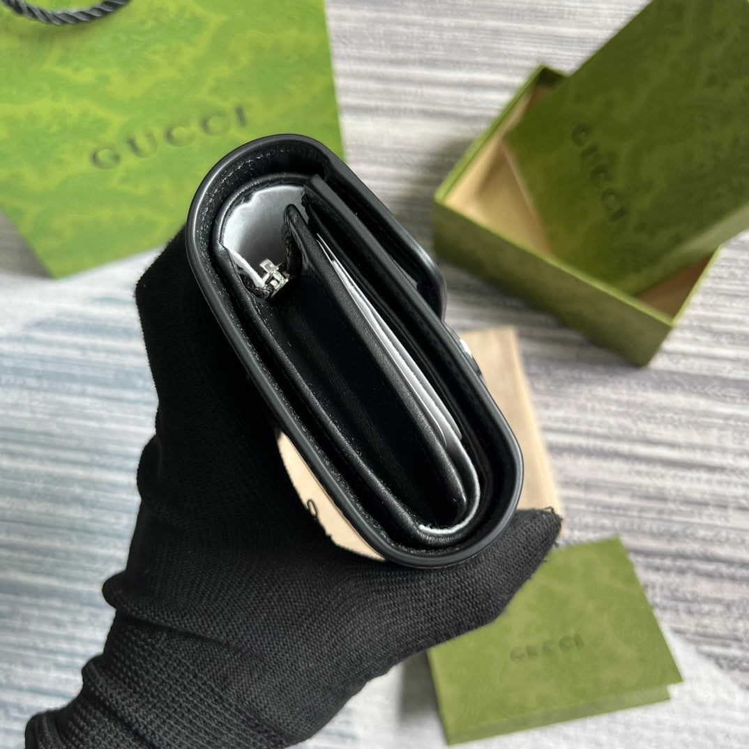 MINI PORTEFEUILLE 11 EN CUIR DE VEAU NOIR