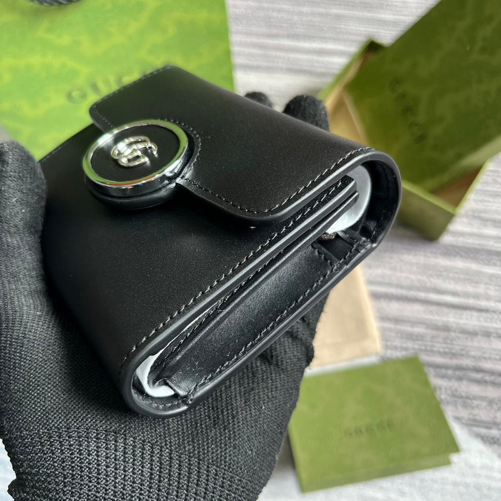 MINI PORTEFEUILLE 11 EN CUIR DE VEAU NOIR