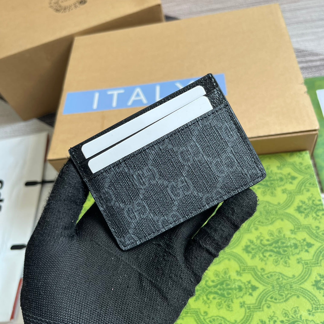 ÉTUI À CARTES GG 11 AVEC DÉTAIL GG EN CUIR DE VEAU NOIR