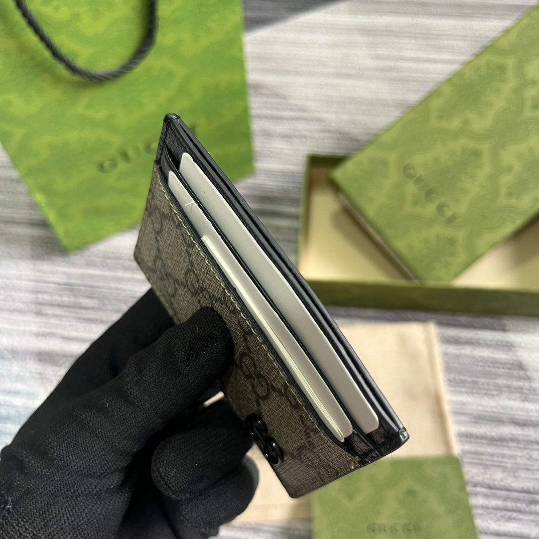 ÉTUI À CARTES GG 11 AVEC DÉTAIL GG EN CUIR DE VEAU BEIGE MARRON
