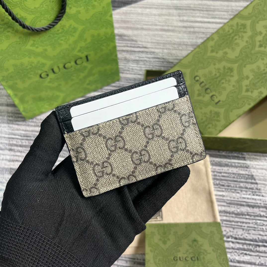 ÉTUI À CARTES GG 11 AVEC DÉTAIL GG EN CUIR DE VEAU BEIGE MARRON