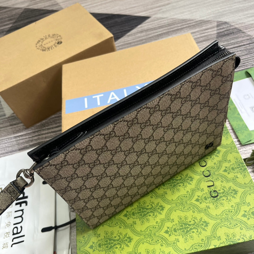 Pochette Neo Vintage 26 GG Supreme en toile beige et ébène