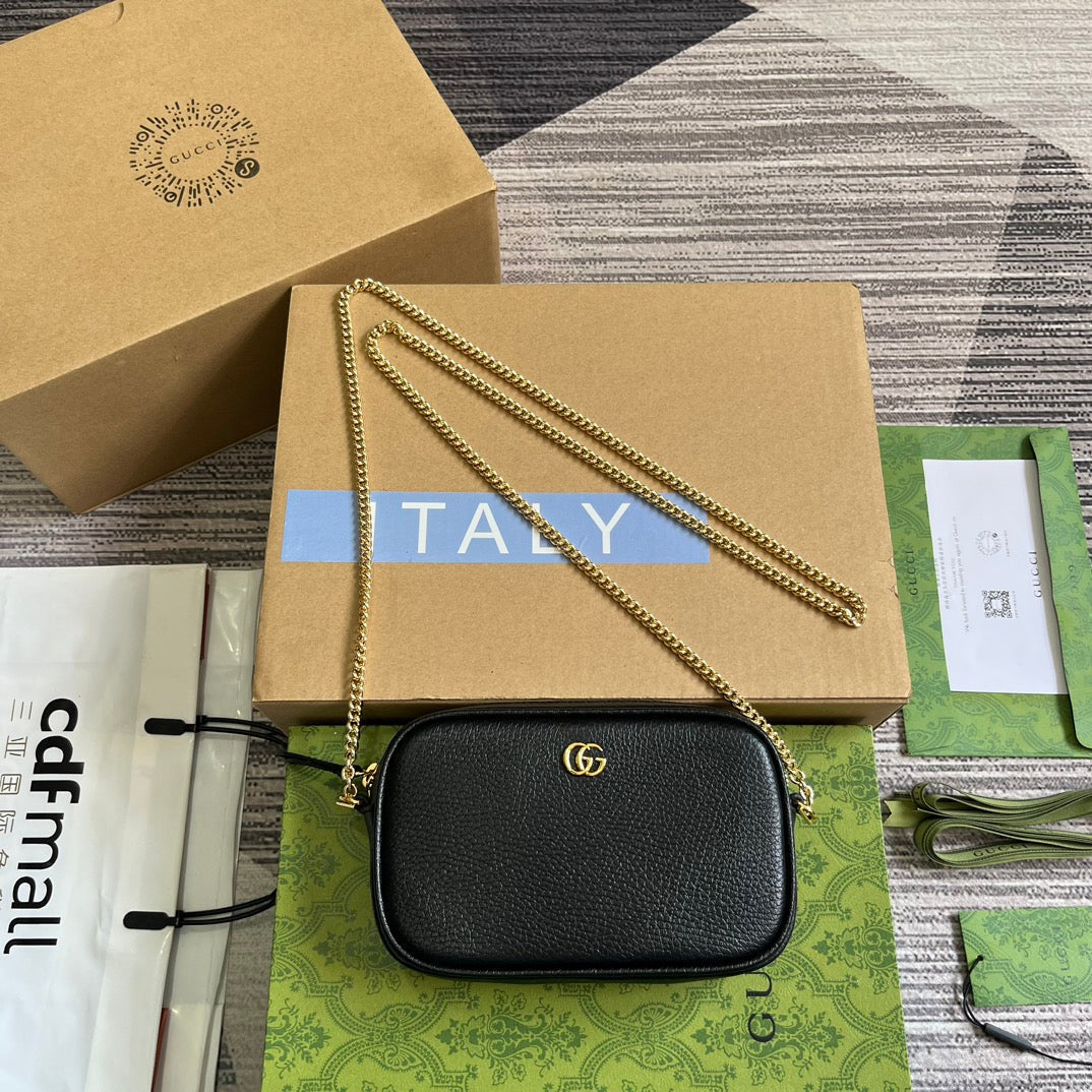 SAC GG MARMONT MINI 18 EN CUIR DE VEAU NOIR