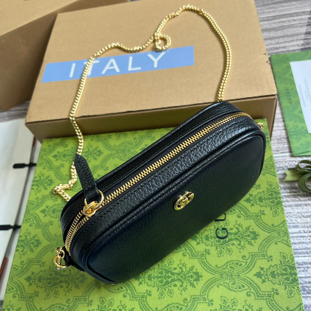 SAC GG MARMONT MINI 18 EN CUIR DE VEAU NOIR
