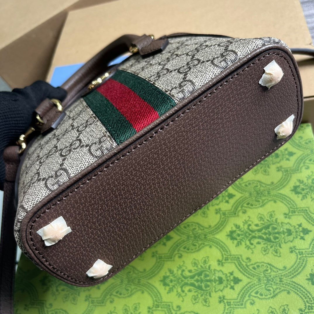 SAC À BANDOULIÈRE OPHIDIA GG 20 EN TOILE SUPRÊME BEIGE ET ÉBÈNE