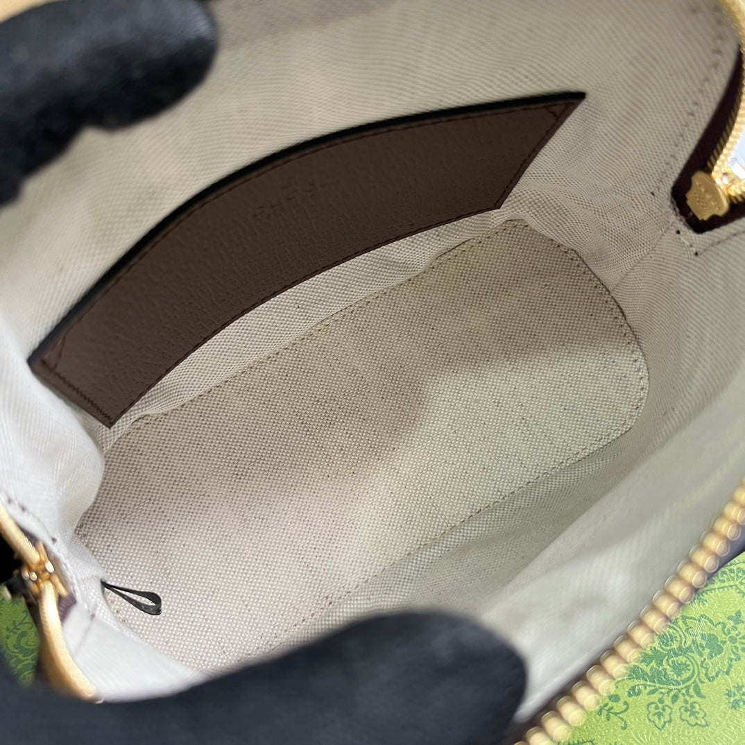 SAC À BANDOULIÈRE OPHIDIA GG 20 EN TOILE SUPRÊME BEIGE ET ÉBÈNE