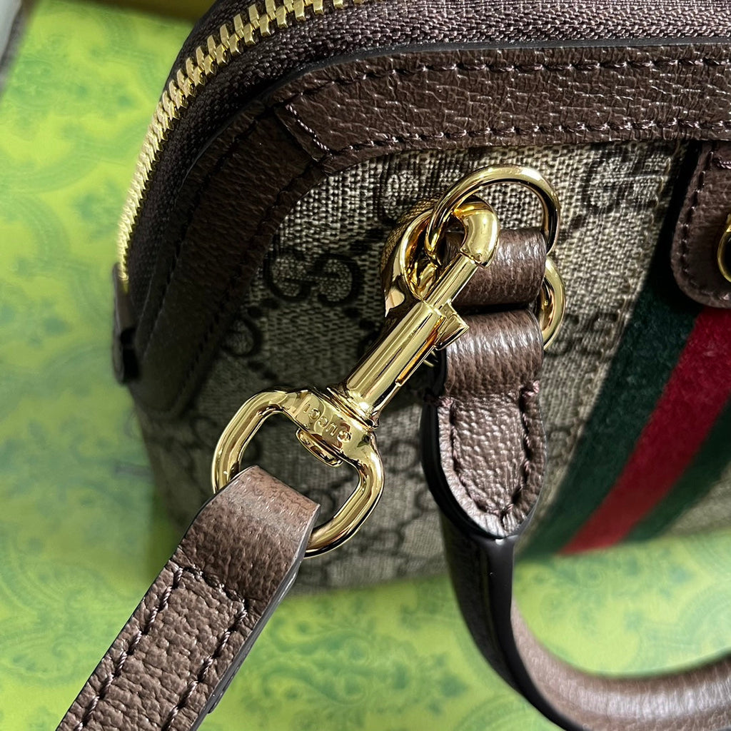SAC À BANDOULIÈRE OPHIDIA GG 20 EN TOILE SUPRÊME BEIGE ET ÉBÈNE