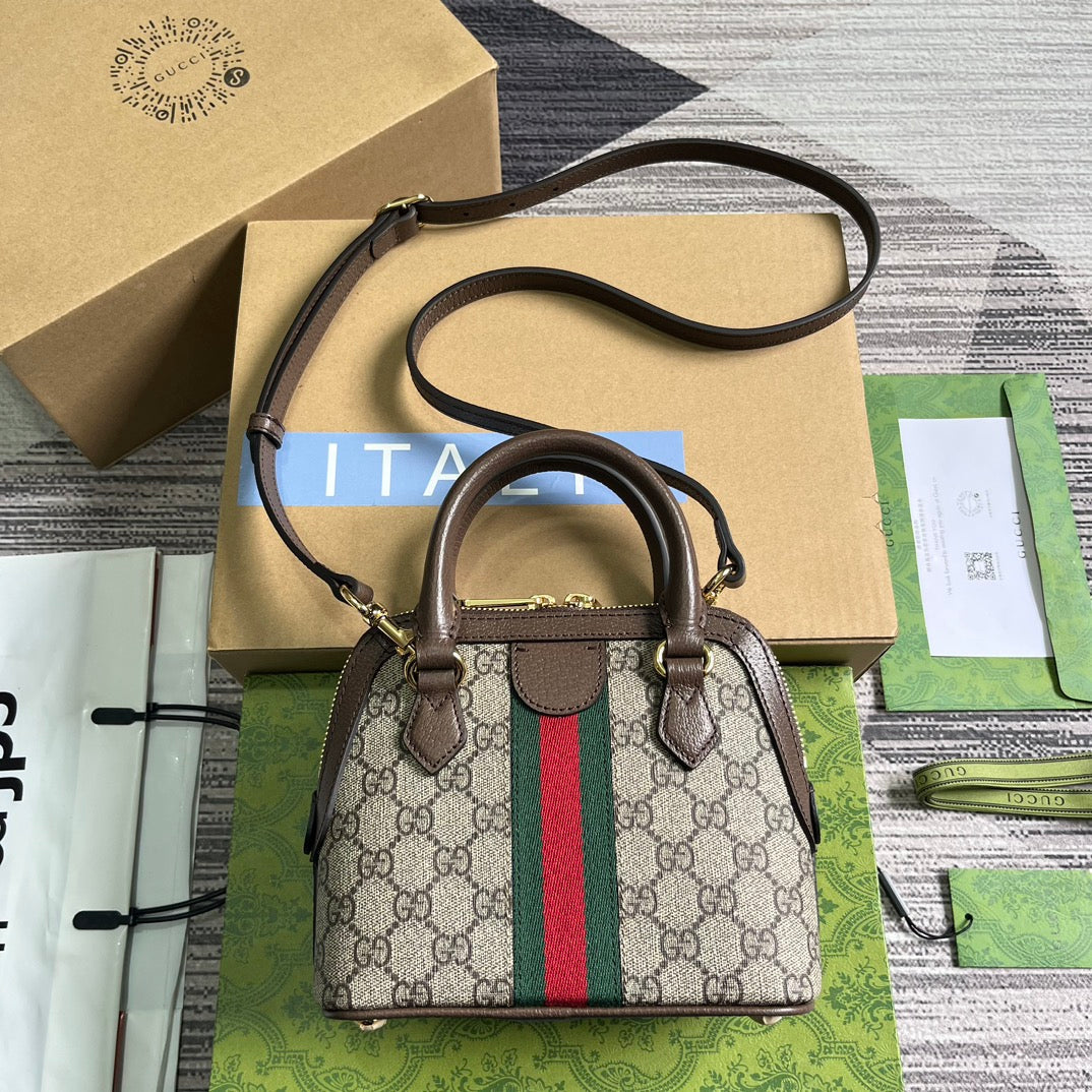 SAC À BANDOULIÈRE OPHIDIA GG 20 EN TOILE SUPRÊME BEIGE ET ÉBÈNE