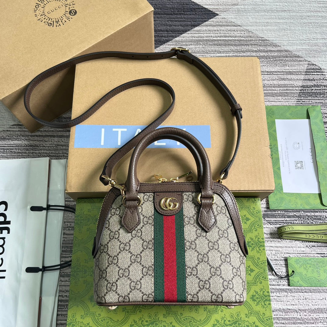 SAC À BANDOULIÈRE OPHIDIA GG 20 EN TOILE SUPRÊME BEIGE ET ÉBÈNE